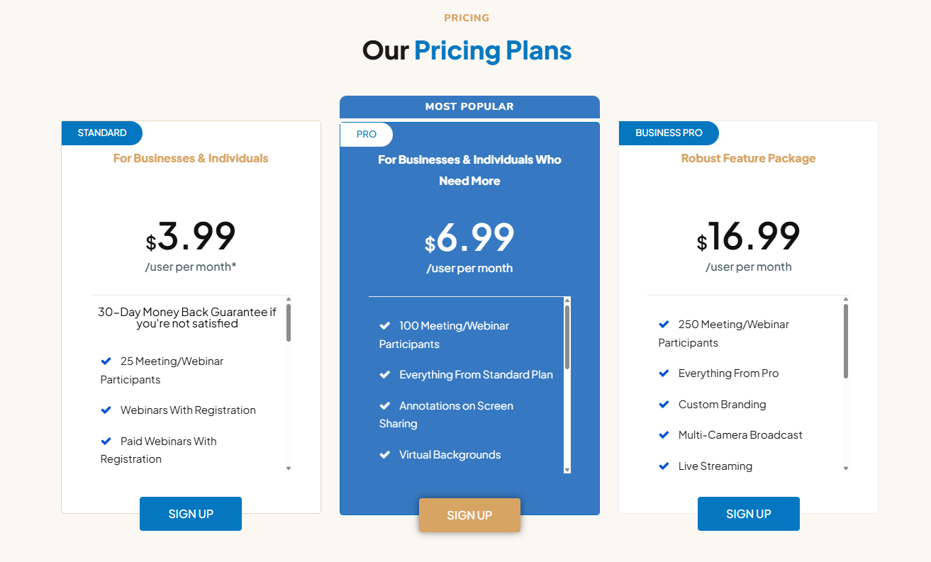 AONMeetings Pricing